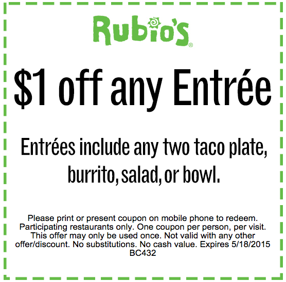 Rubio's Coupons, Printable Coupons, coupon codes July 2018