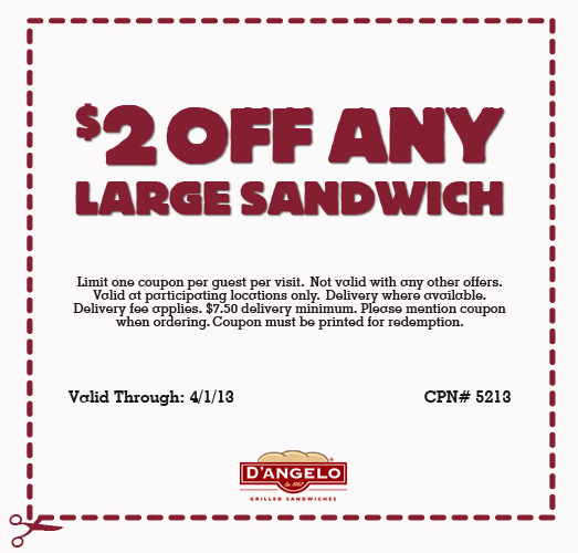 D'Angelo Sandwich Coupon Codes, printable coupons November 2018