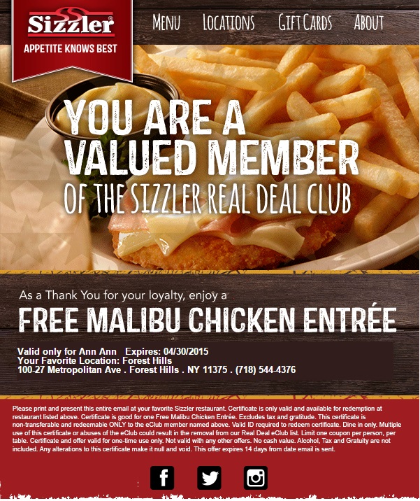 Save 45 off Sizzler Coupons, codes, online and printable discount