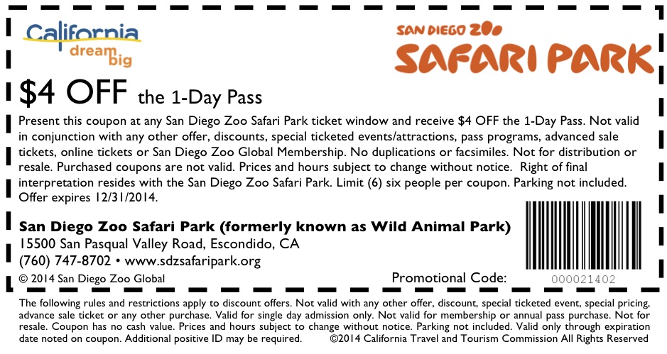 san diego safari zoo coupon