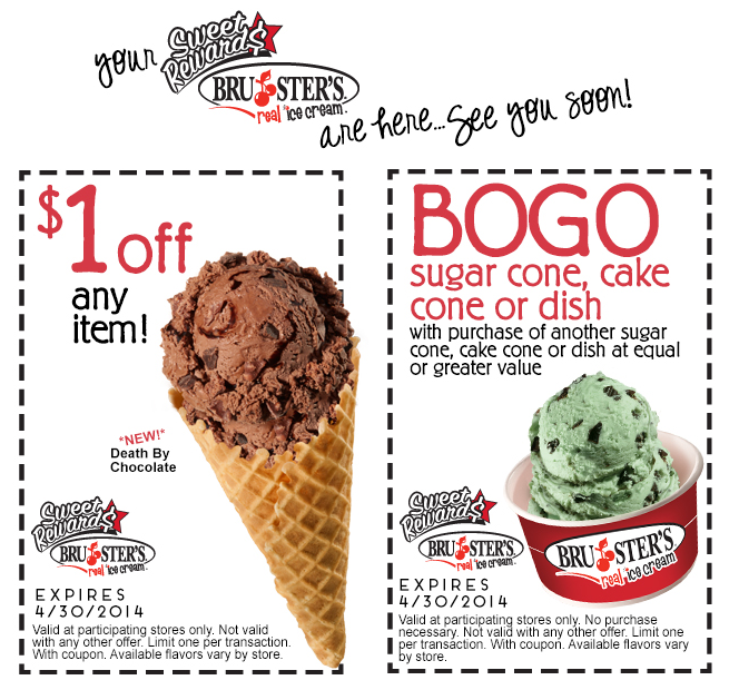 Save 15 off Brusters Coupons printable codes February 2021