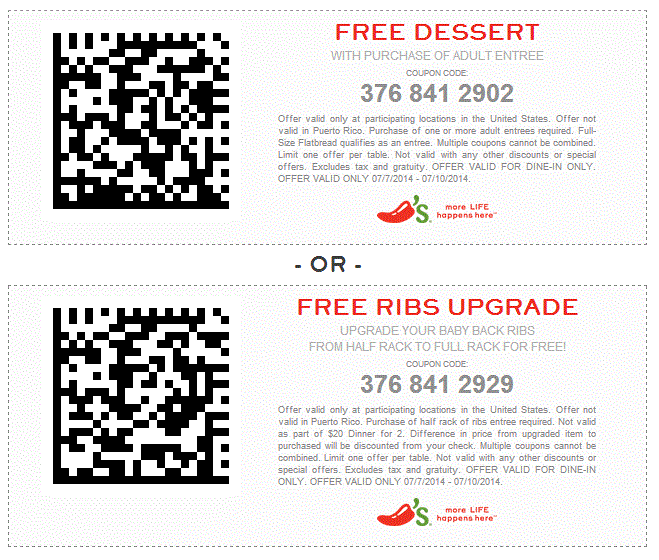 15 Off Chilis Coupons Printable Codes Online August 2021 Takecoupon Com