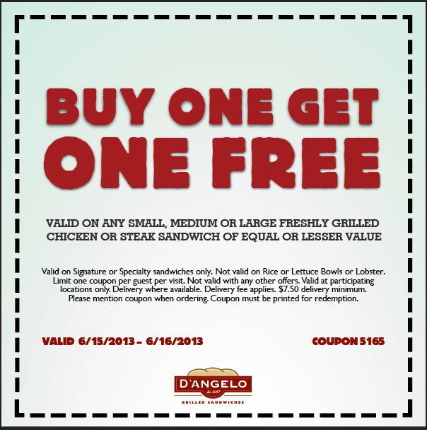 D'Angelo Sandwich Coupon Codes, printable coupons December 2020