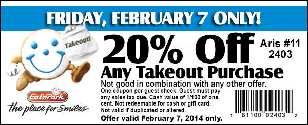 Save 34% off Eat 'n Park coupons printable code online | December 2020