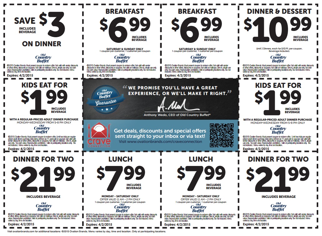 Save 20 Old Country Buffet Coupons Printable Codes August 2021 Takecoupon Com
