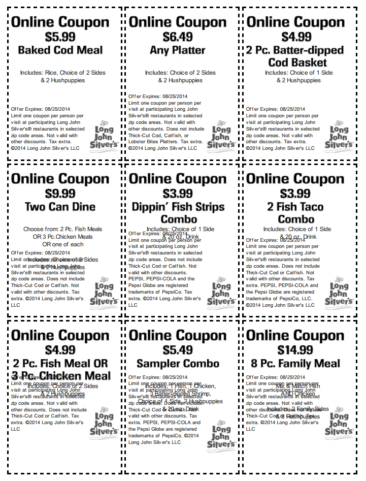 Long John Silvers coupons printable codes | April 2020 ...